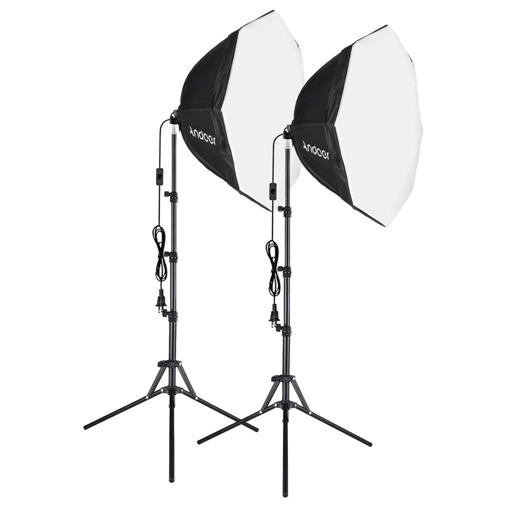 Andoer Studio Photography Softbox Kit with 70cm/28in Octagon Photography Softbox * 2 + 1.5M Metal