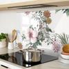 Decorative Glass Snack Serving Board with Floral Pattern 80x52 cm