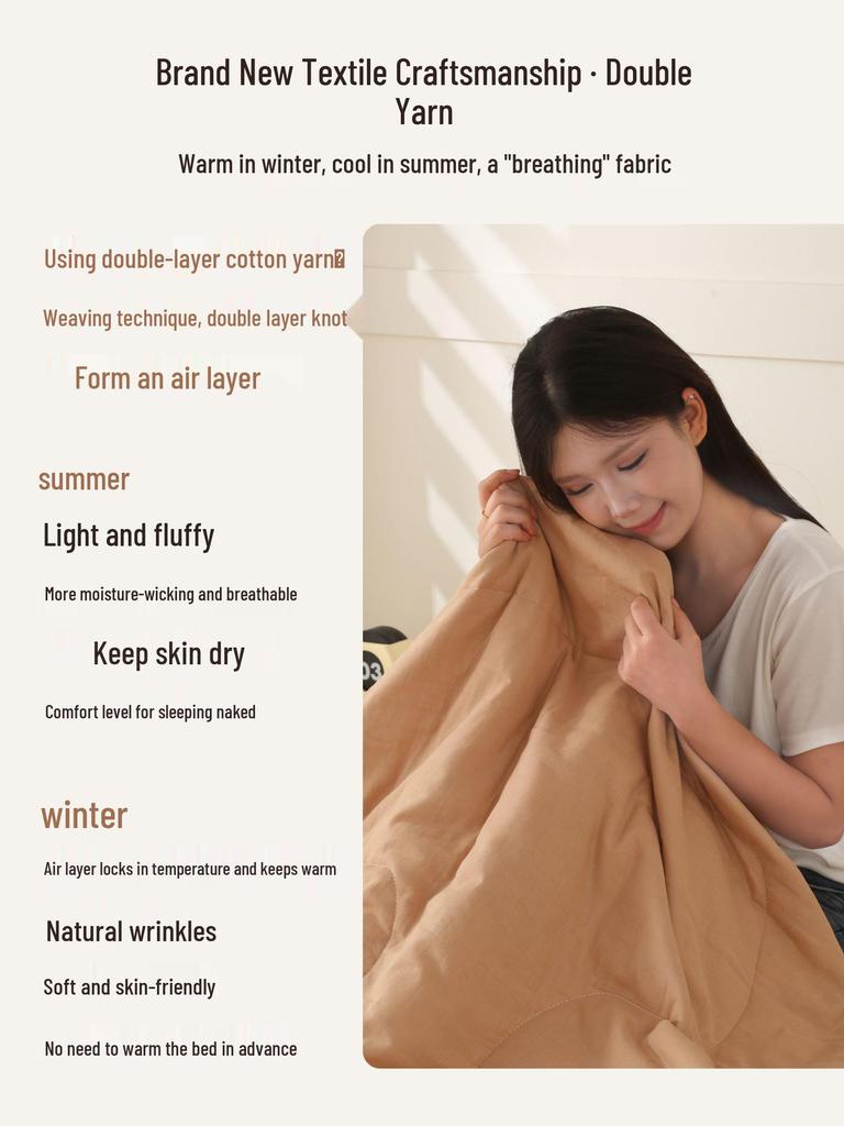 Haorunqi Cotton Gauze Sleeping Bag for Adults - Dual-Use, Portable, Ideal for Summer, Work, Travel, Camping.