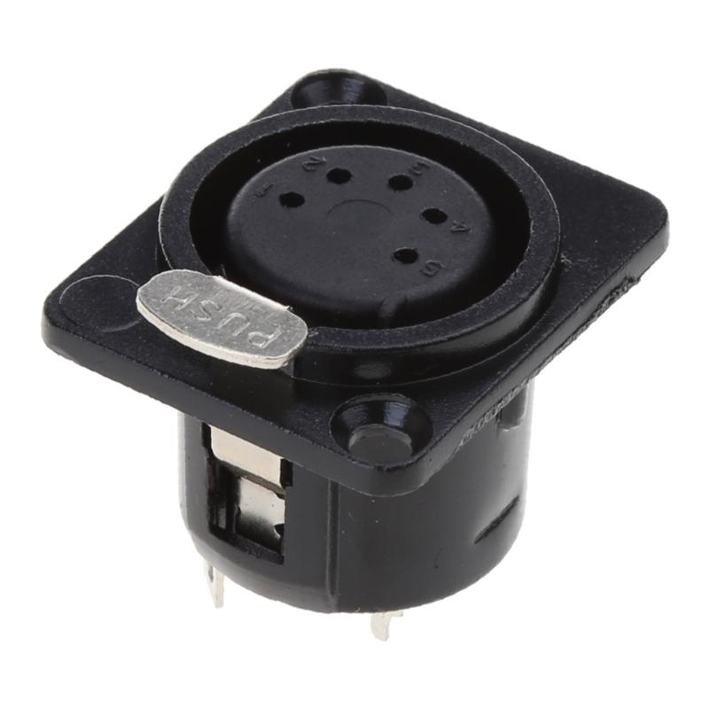 5 Pin Professional Speaker Plugs Female Base XLR Female Plugs Panel Mounted Connector 5-core Gold-plated XLR Connector