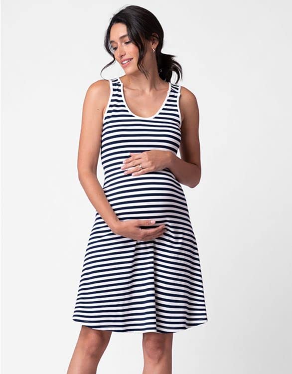 Повседневное платье из джерси для беременных, комплект из черного полосатого платья [Seraphin] для женщин и S(UK8)