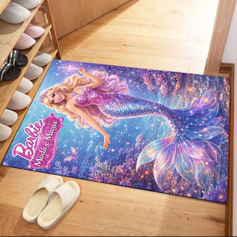 Barbie In Rainbow Fantasy Square rugs are a great choice for living rooms, bedrooms, home décor, and as gifts.