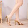 Summer Women's High-heeled Sandals, Golden Branches And Jade Leaves High-heeled Shoes, Stiletto Pointed High-heeled Sandals
