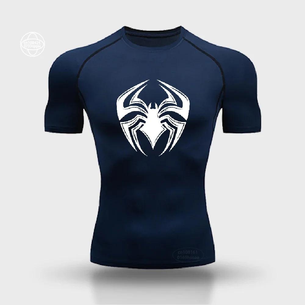 2024 модная дышащая быстросохнущая футболка для спортзала, фитнеса, бега, тренировок, компрессионная рубашка, повседневный спортивный эластичный топ S-3XL