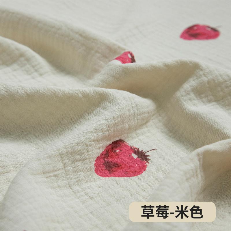 0,5 м/1 м/2 м Мягкая мультяшная ткань из двойной крепированной марли с принтом вишни 100% хлопок Ткань для шитья своими руками Одежда Детская дышащая текстура