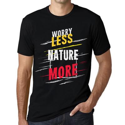 Мужская винтажная футболка Футболка с рисунком Worry Less Nature More Deep Black White Text