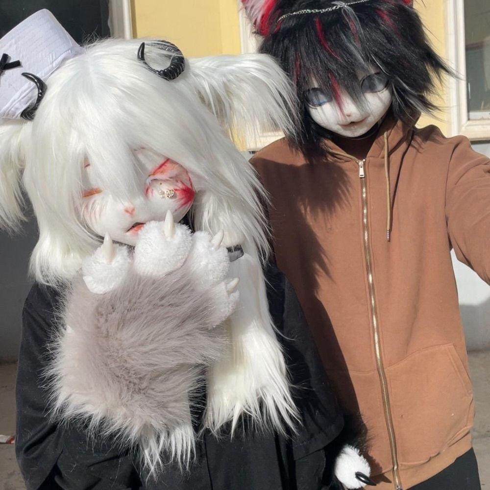 Furry Cosplay Costume Gloves Cartoon Cosplay Props Kawaii Plush Cat Paw Gloves  Party