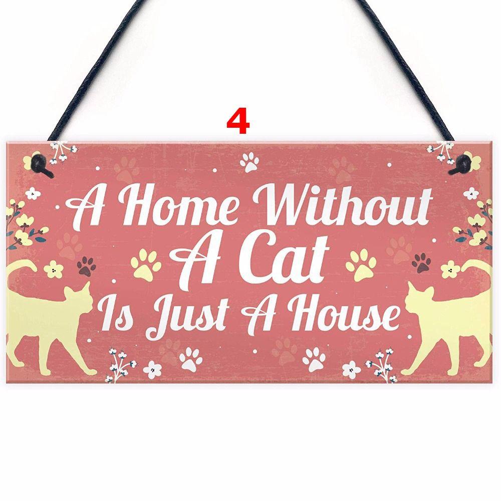 Garden Kitchen Wall Decor Funny Home Decoration Wood Cat Coop Toys Plaque Cat Sign