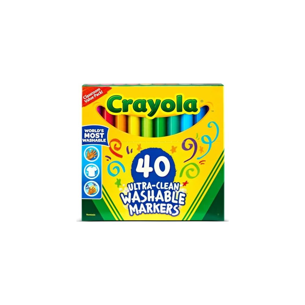 Crayola Water-Removable Marker Pens, 40 Colors, Big Size (587858)