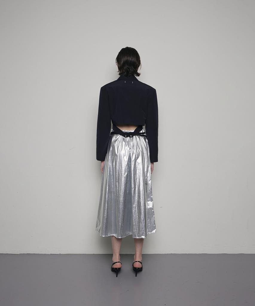 Uboa Silver Asymmetrical Pleated Skirt