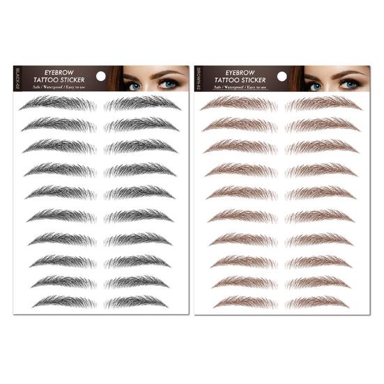 2 Sheets Waterproof Eyebrow Tattoo Stickers Hair-Like Natural Fake Eyebrows Makeup Accessories