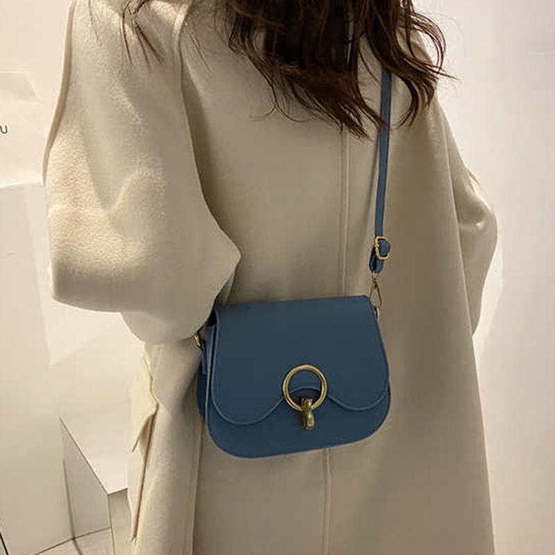 Винтажная маленькая сумка через плечо с клапаном из искусственной кожи, модная осенняя однотонная универсальная сумка через плечо