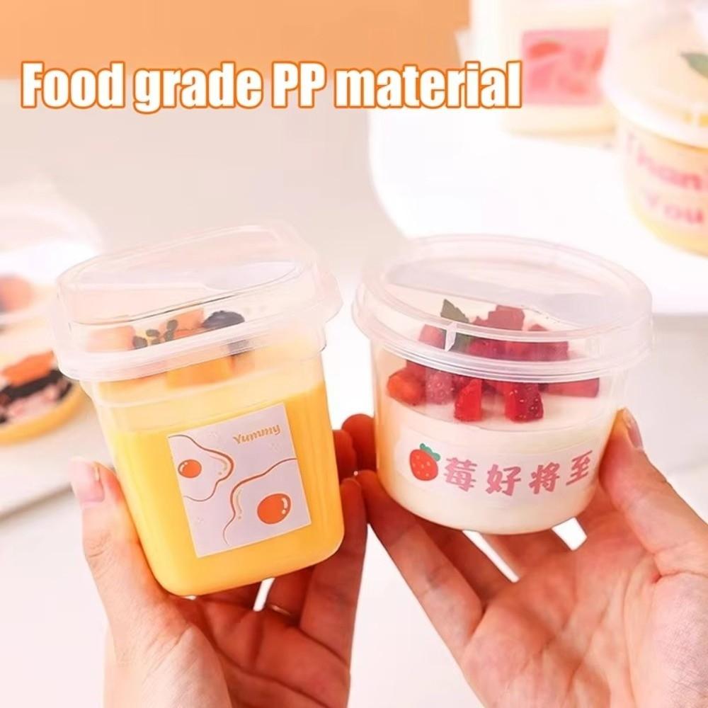 10Pcs With Lid Dessert Cup With Spoon Pudding Cup New Yogurt Cup For Dessert Ice Cream
