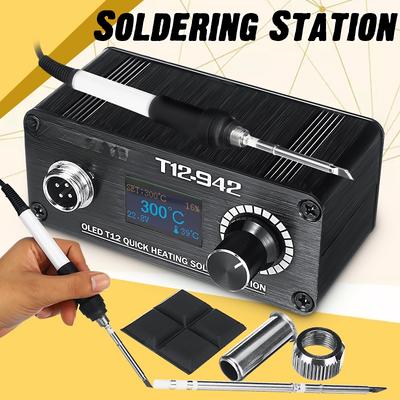 AC 100V-240V T12-942 T12-907 OLED Цифровая паяльная станция Мини-ручка с паяльными жалами T12-K Инструмент для пайки