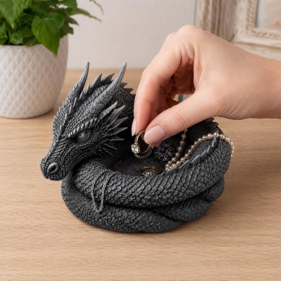 3D-печатный лоток-хранилище для дракона, Декоративная миска-подставка для колец, ключей, монет, украшений, Настольный органайзер для домашнего офиса