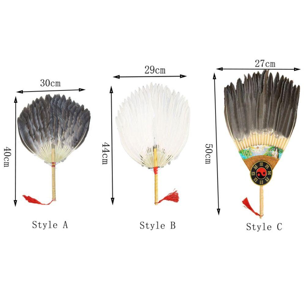 Веер Чжугэ Лян, китайский стиль, веер из гусиных перьев, большой размер, винтажный ручной веер с длинной ручкой, реквизит для фотосъемки