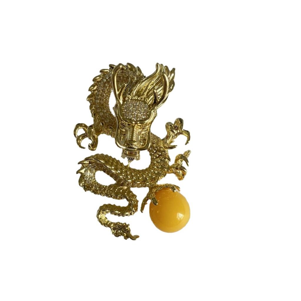 Легкая роскошная брошь высокого класса в форме дракона со знаком зодиака для мужского костюма, брошь для женского пальто