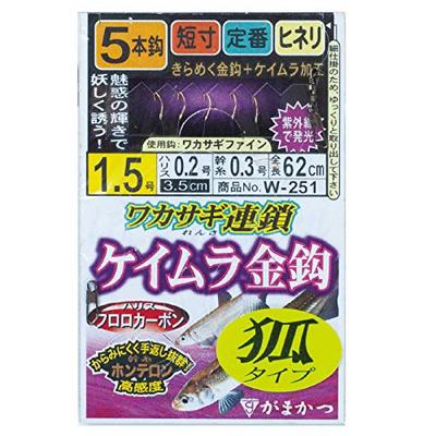 Gamakatsu Цепочка для ловли корюшки Keimura Золотой крючок Лиса 5 Штук Keimura