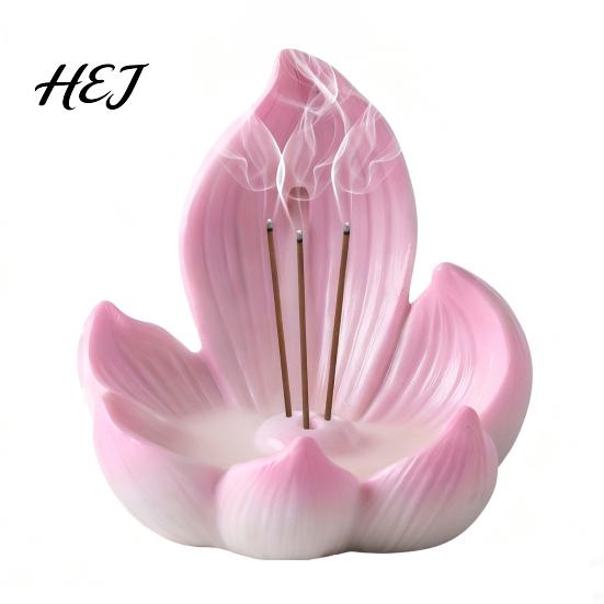 Meditation Accessories Lotus Backflow Incense Burner Holder, Resin Cone Diffuser, Desktop Holder Aromatherapy for Yoga Tea Room Bedroom Decoration