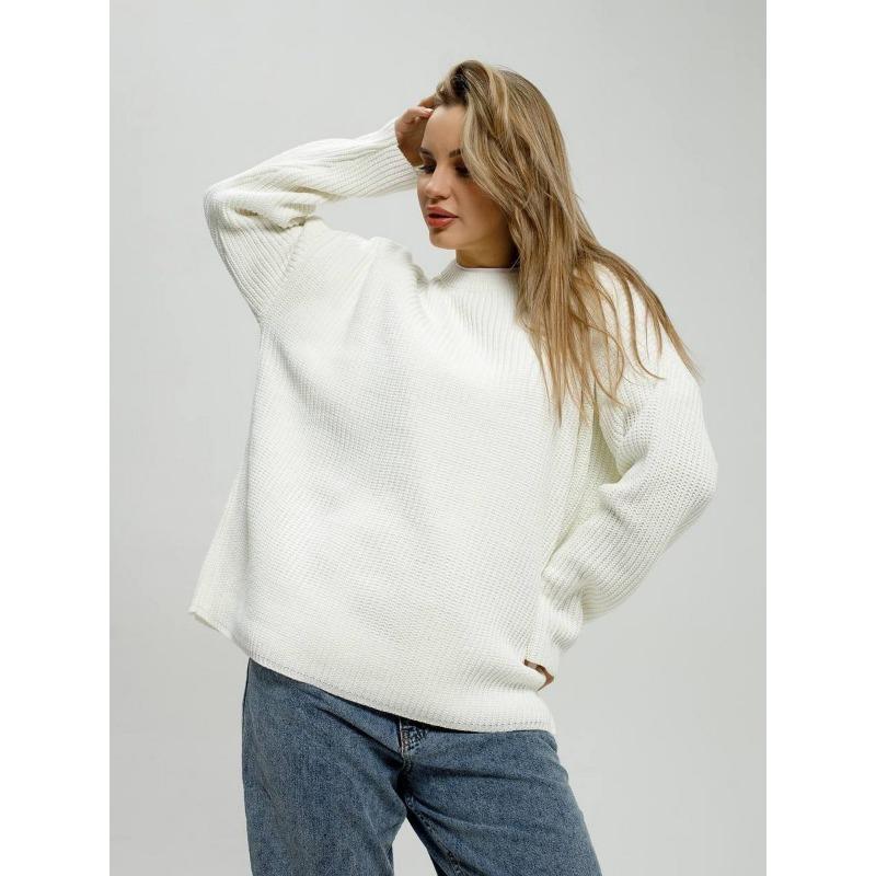 Женский осенне-зимний свитер с круглым вырезом, свободный вязаный свитер с длинными рукавами