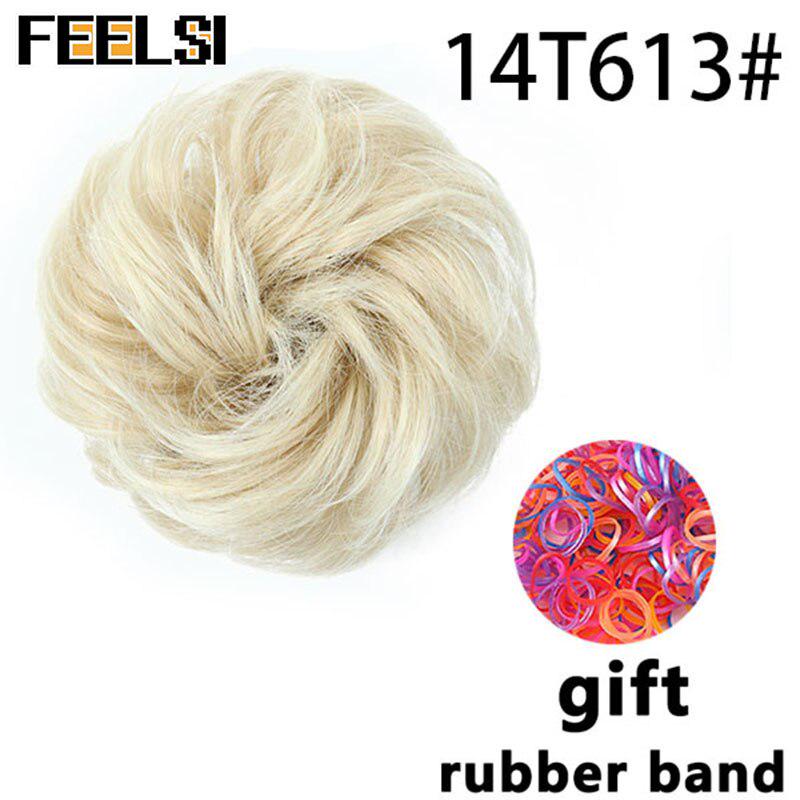 Женский вьющийся шиньон с эластичной резинкой, синтетическая резинка для волос, небрежный пучок, шиньоны