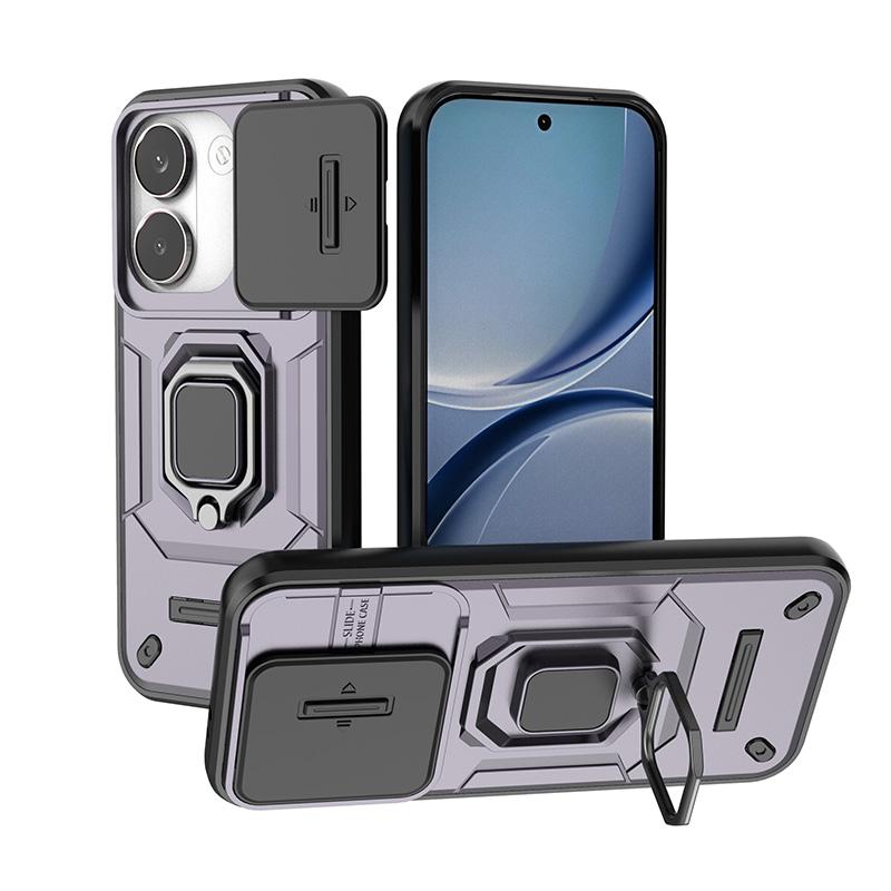 Чехол для Poco X8 Pro со шторкой-окном, чехол-бампер Poco X8 Pro с кольцом-держателем Battle Ring, чехол для телефона Poco X8 Pro с защитой камеры