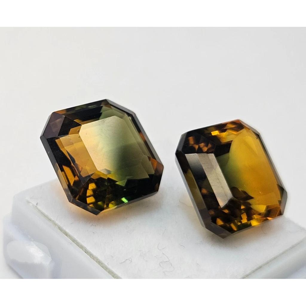 Asscher Cut Natural Bi-Color Tourmaline 22+ Ct Stunning Certified Gemstone