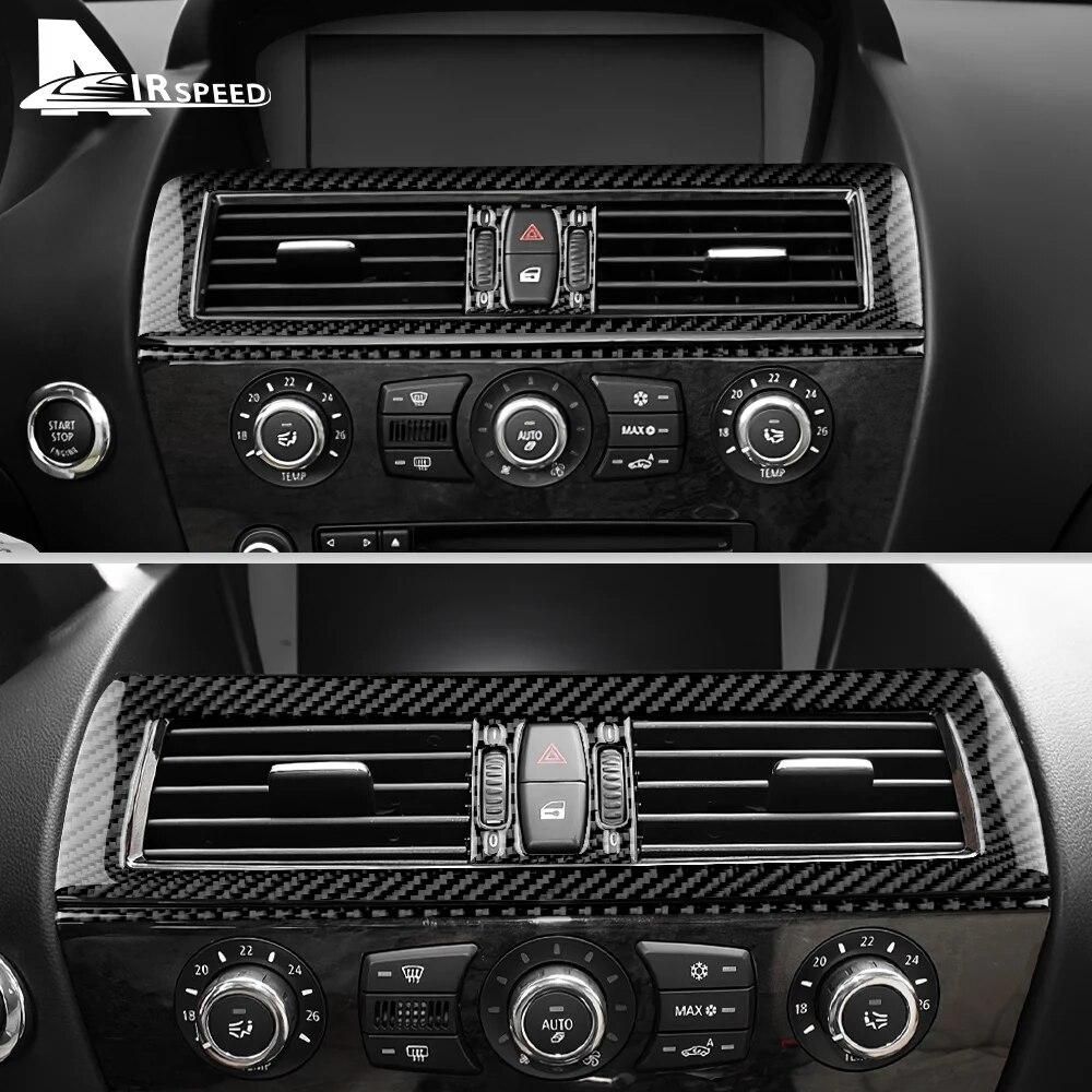 Carbon Fiber for BMW 6 Series E63 E64 2004-2010 Accessories Car Central Air Outlet Vent Panel Cover Center Sticker Interior Trim