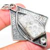 Fossil Coral, Topaz Handmade 925 Sterling Silver Pendant 2.64" w6H35
