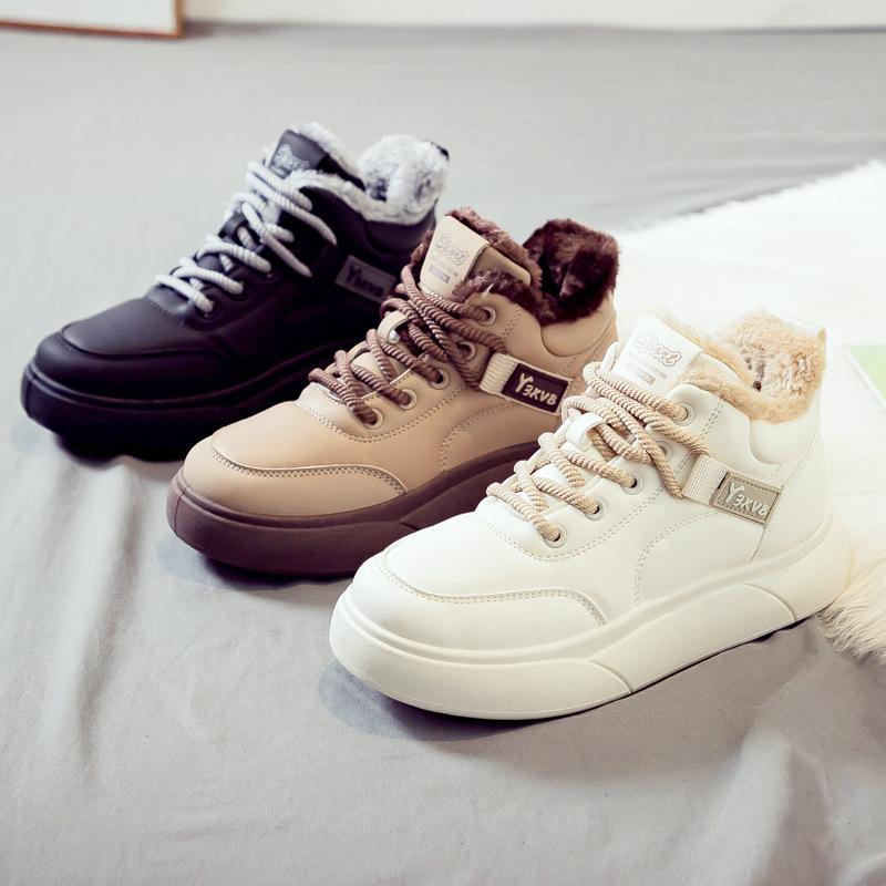 Зимние бархатные утепленные теплые сноубутсы женские универсальные новые на толстой подошве хлопковые ботинки большие хлопковые женские туфли зимние хлопковые туфли