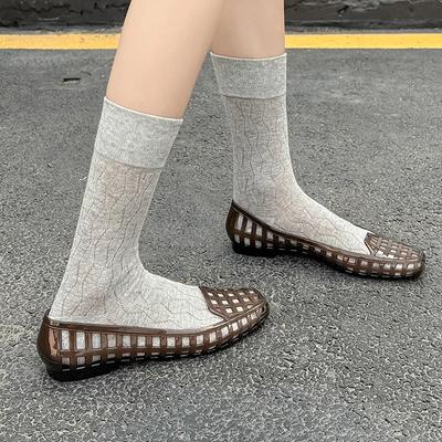 Обувь для женщин летом 2025 года Обувь цвета слоновой кости Женские сандалии с мелким вырезом Уличная повседневная обувь Sandalias De Mujer