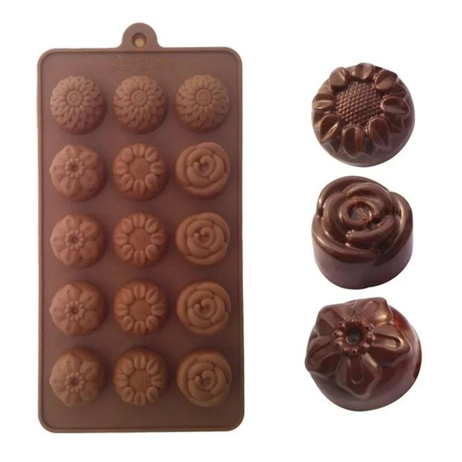 Non Stick Different Styles Chocolate Molds Silicone 15 Cavity Molds 100% Food Grade Silicone Moulds For Chocolate Gummy Candy