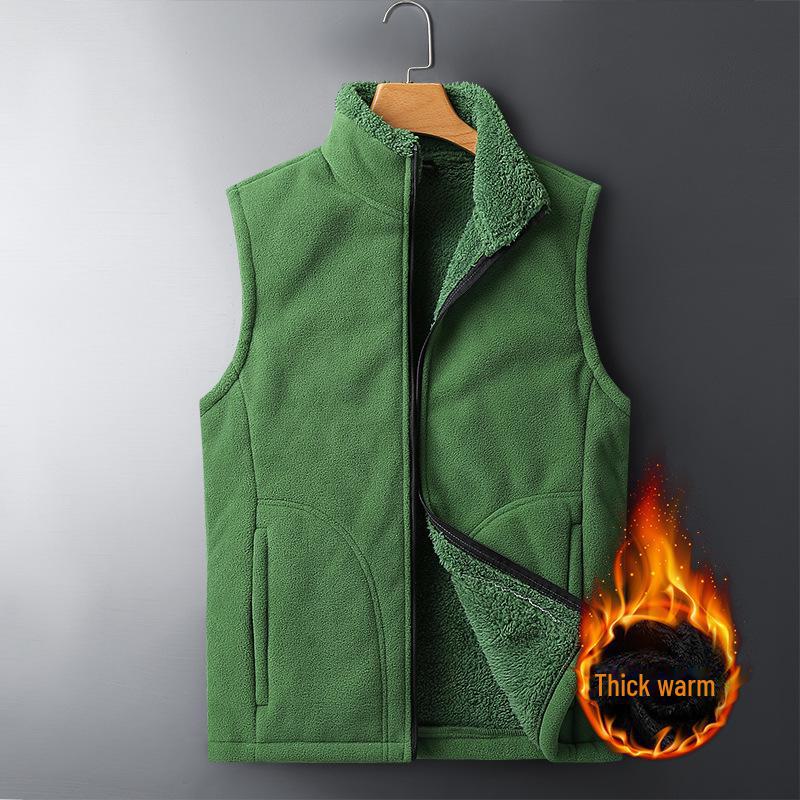 Мужской большой зимний флисовый спортивный жилет - теплый жилет больших размеров для людей среднего и пожилого возраста