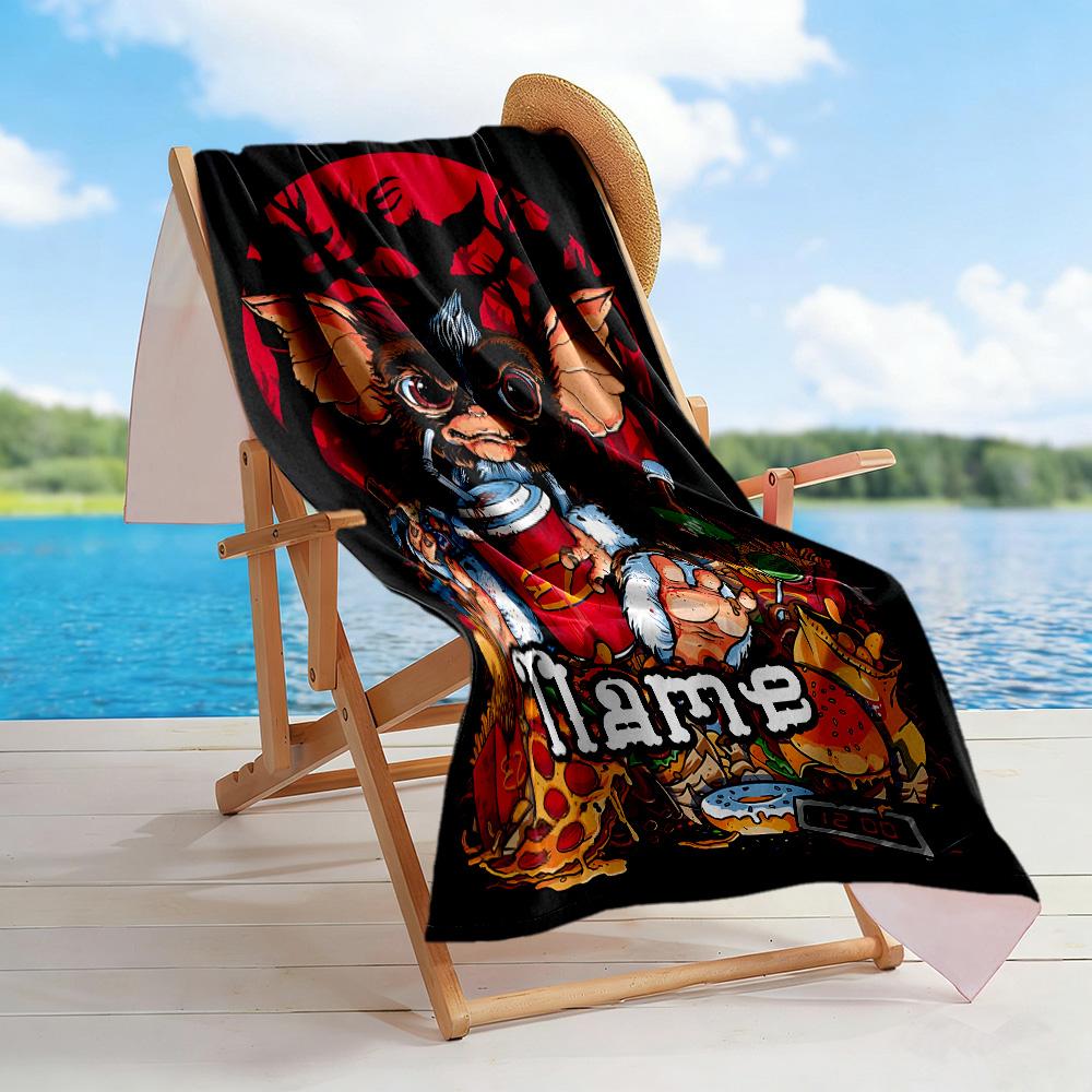 Gizmo's Halloween Adventure Customize Text Beach Towel Soft Durable Quick-Dry