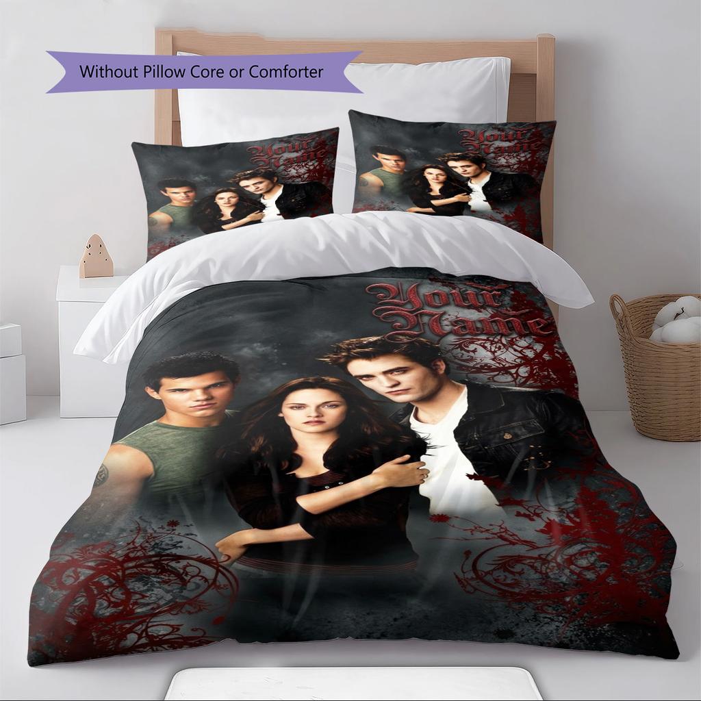 Name Custom Twilight Poster Pattern Bedding Set Quilt Cover Pillowcase Home Decor Gift (1 * duvet cover + 2 * pillowcase, without core)