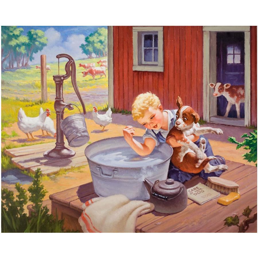 Полный 5D Diy Алмазная картина Домашняя собака Ванна Алмазная вышивка Крестом Домашний декор Подарок ручной работы