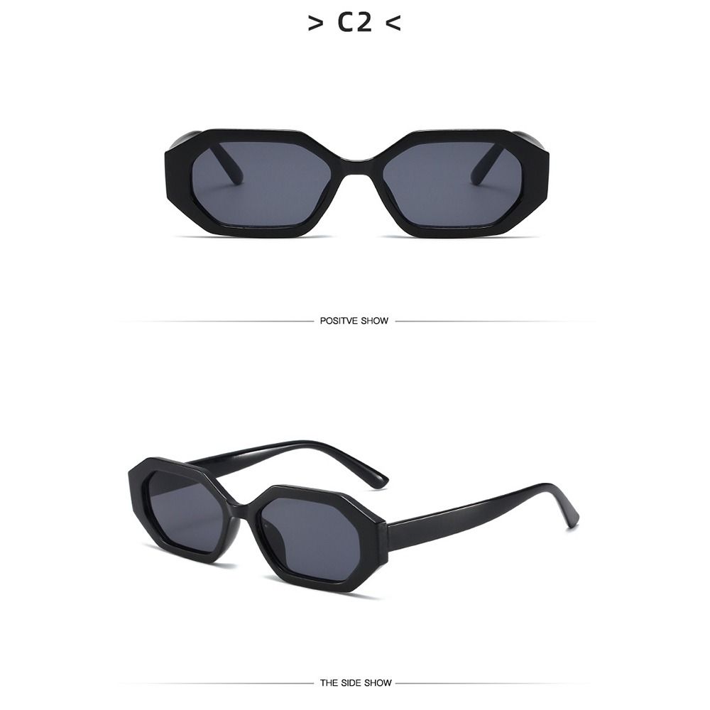 Geometric Frame Retro Sunglasses Small 90s Shades Trendy Rectangle Sunglasses for Women & Men