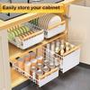 1pc Pull Out Cabinet Organiser, Heavy Duty Slide Out Sideboard Shelf with Adhesive Nano Film, Sliding Drawer Storage for Kitchen, Sideboard, Shelf