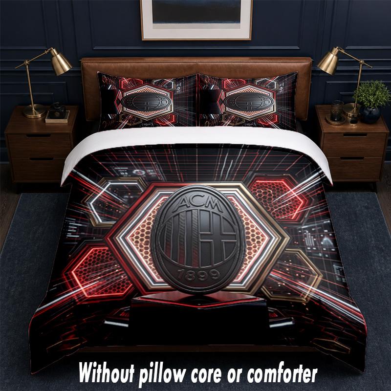 AC Milan Design Bed Bedding Set 1 Duvet Cover + 2 Pillowcases Soft Breathable Household Bed Linens