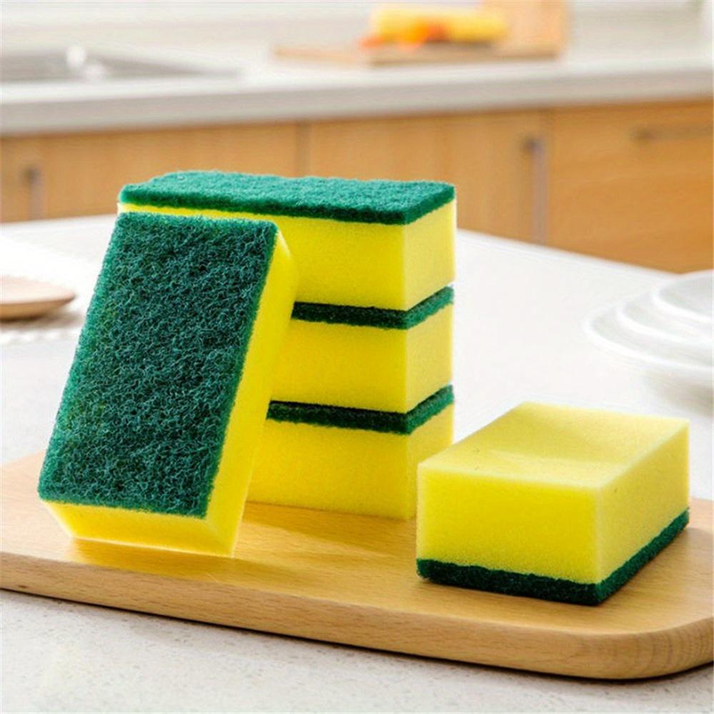 5pcs, Cleaning Sponge, Dish Scrubbing Brush, Pot Scrubber, Microfiber Dish Cloths, Scouring Pads, Cleaning Tools, Kitchen Accessories, Kitchen Gadgets