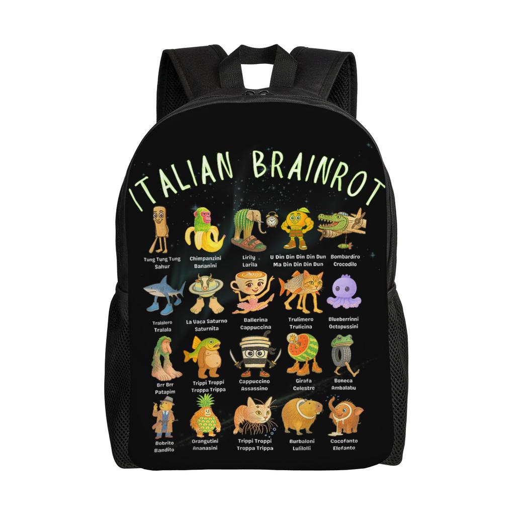 Типы персонажей Italian Brainrot Рюкзак Наружный Студенческий Походный Путешествия Смешной Мем Daypack Ноутбук Компьютер Сумка через плечо