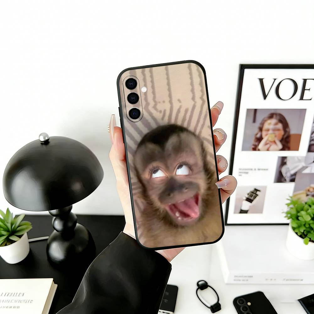 C-Cute F-Funny Monkey Phone Case For Samsung Galaxy A73,A72,A71,A70,A53,A52,A51,Others Soft Black Cover