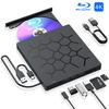 Внешний Blu-ray привод с 4 USB-портами и слотом для карт TF/SD, USB 3.0/Type-C Blu-ray пишущий привод Портативный BD DVD CD проигрыватель для ноутбука