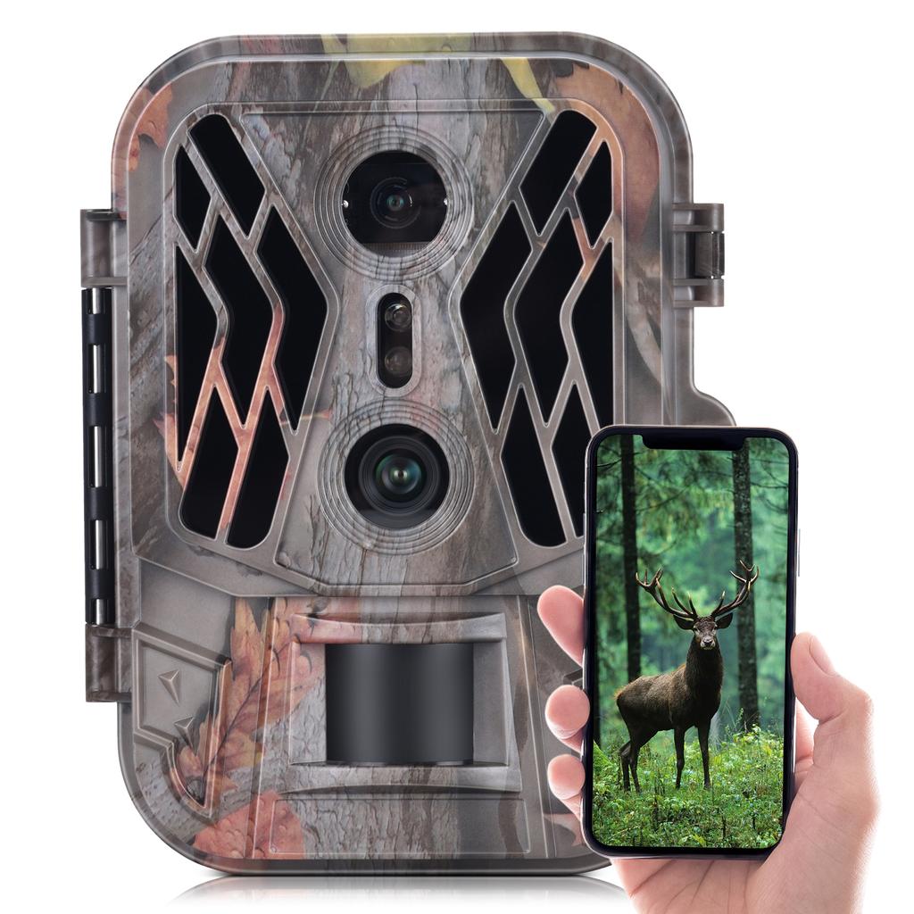 Dual Lens Trail Camera 36MP 4K Motion Activated Wildlife Hunting Camera No Glow Night Vision