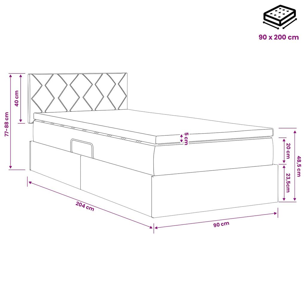 Storage Bed with Headboard Light Grey 90 x 200 cm Velvet