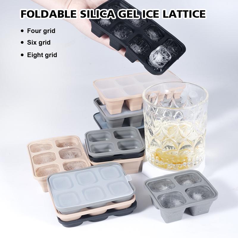 Foldable Square Ice Cube Silicone Cube Maker Form Cake Pudding Chocolate Mold Easy To Remove Ice Tray 4/6/8 Holes