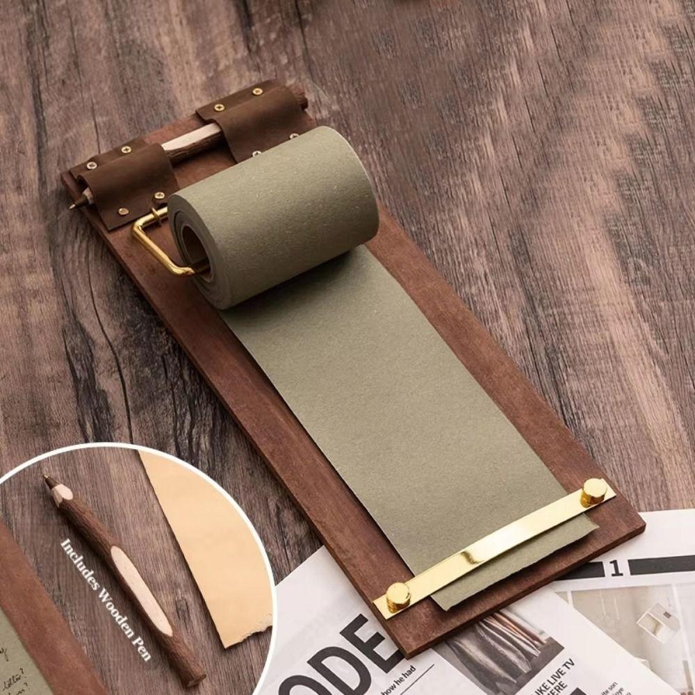 Memo Pad Retro Vintage Sticky Notes Tear-Off Hangable Roll-Up Sticky Note Board Non-Adhesive Rolled Notes Note Splint Desk Decor