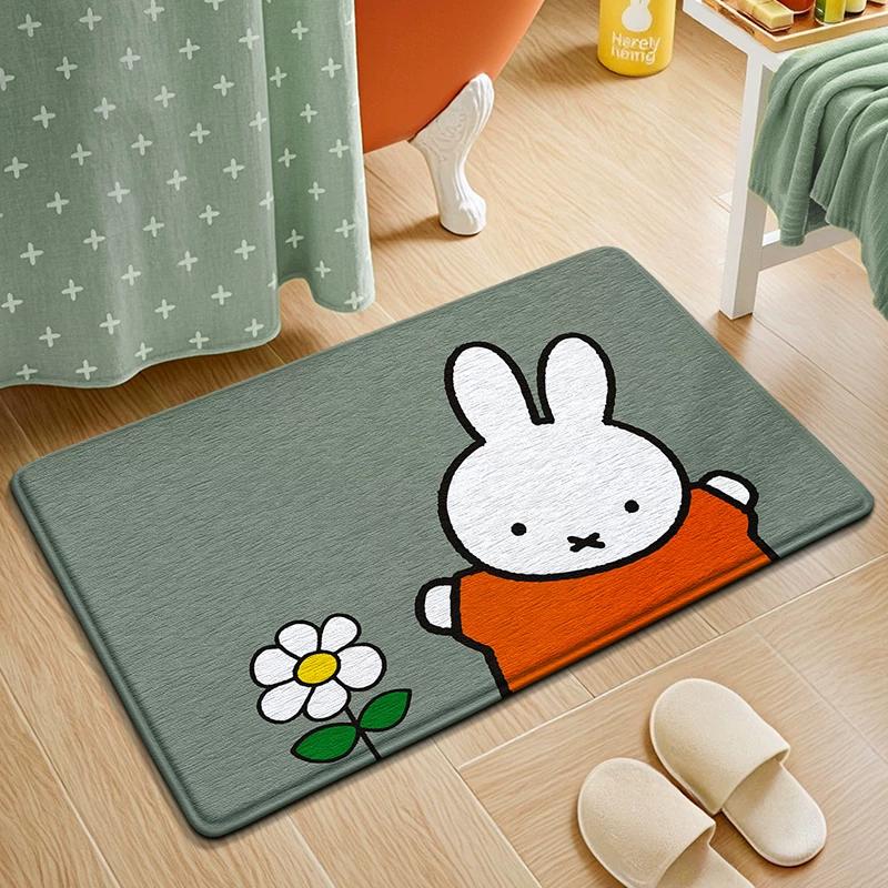 Miffy Co-Branded Floor Mat, Bathroom Absorbent Foot Mat, Bathroom Door Mat, Non-Slip Mat, Hotel Bathroom Carpet