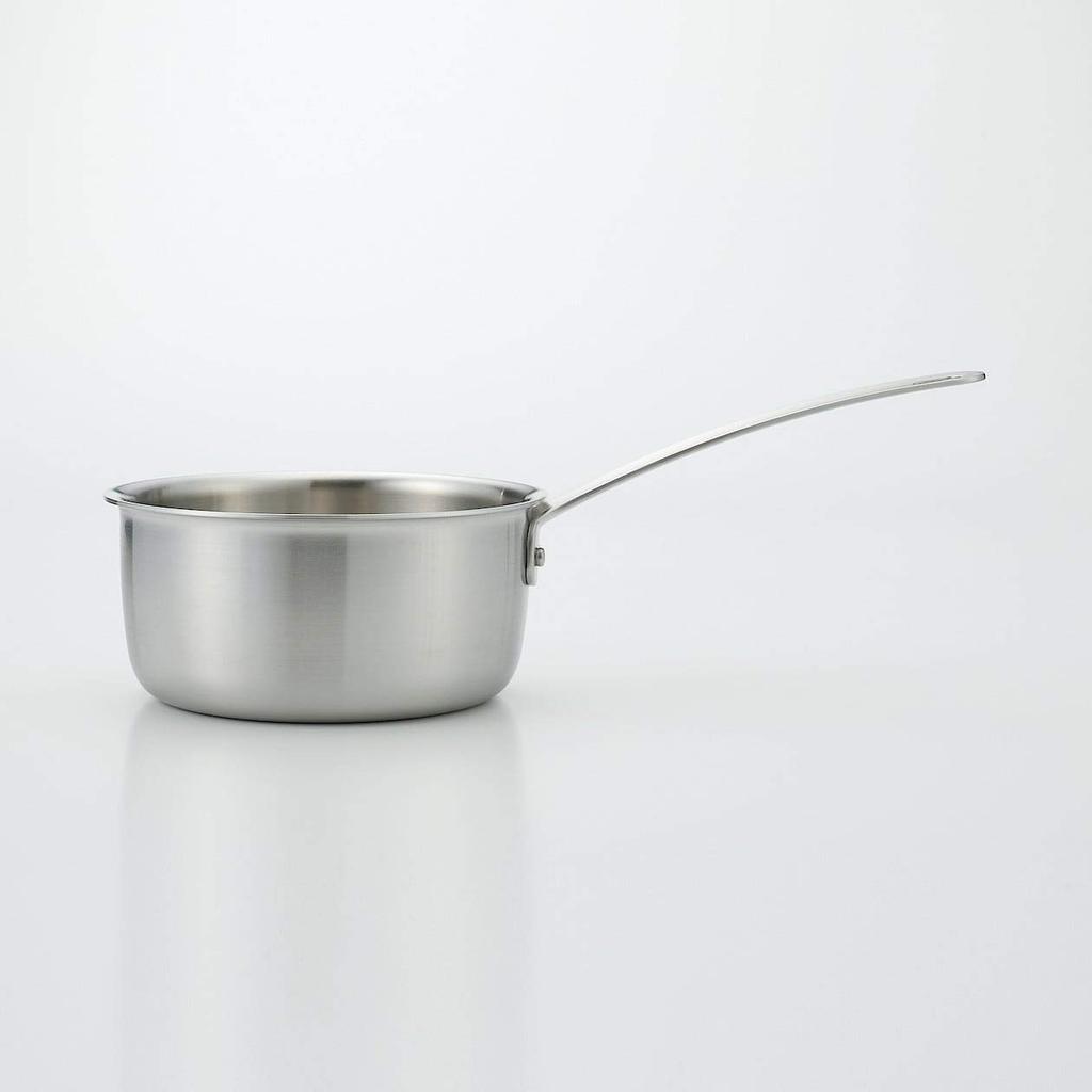 MUJI Stainless Steel Aluminum Triple-Layer Saucepan, Approx. 1.5L, Approx. 36cm W x 13cm H, 82219920, Silver