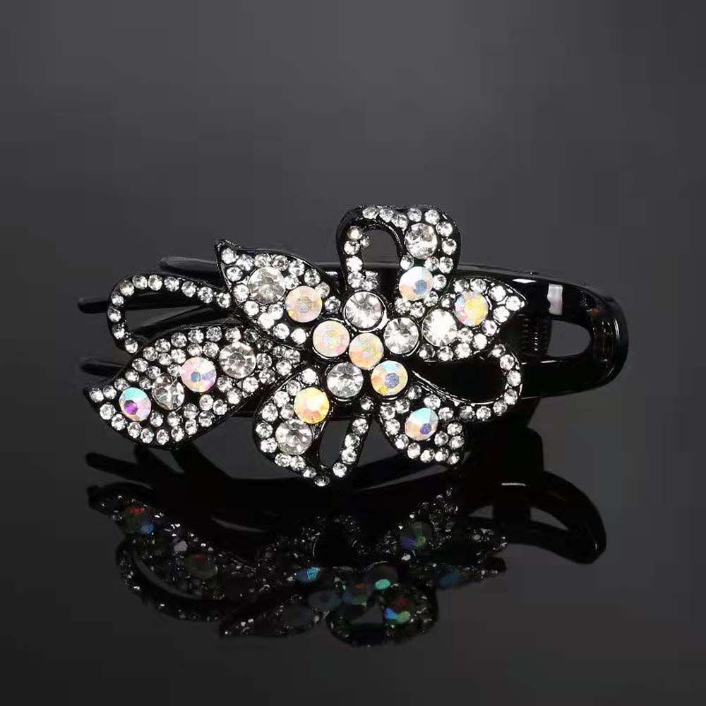Заколка для волос в стиле ретро с цветком и кристаллами и стразами, женская заколка для волос, зажимы в виде утконоса, заколка для волос в корейском стиле